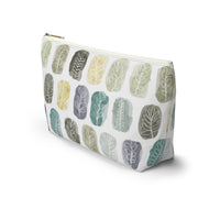 Watercolor Leaf Stamp Accessory Pouch w T-bottom in Teal